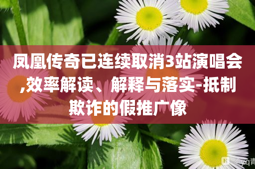 鳳凰傳奇已連續(xù)取消3站演唱會,效率解讀、解釋與落實(shí)-抵制欺詐的假推廣像