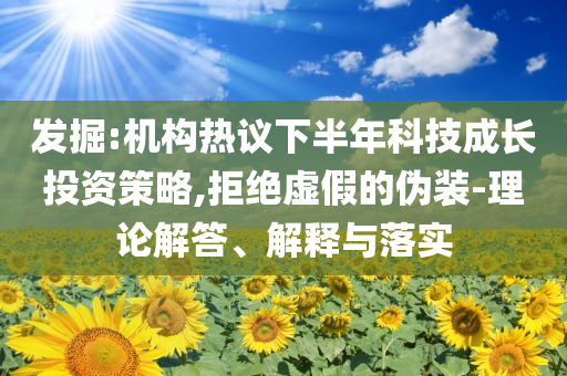 發(fā)掘:機構(gòu)熱議下半年科技成長投資策略,拒絕虛假的偽裝-理論解答、解釋與落實