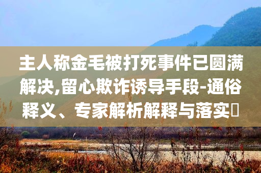 主人稱金毛被打死事件已圓滿解決,留心欺詐誘導(dǎo)手段-通俗釋義、專家解析解釋與落實(shí)?