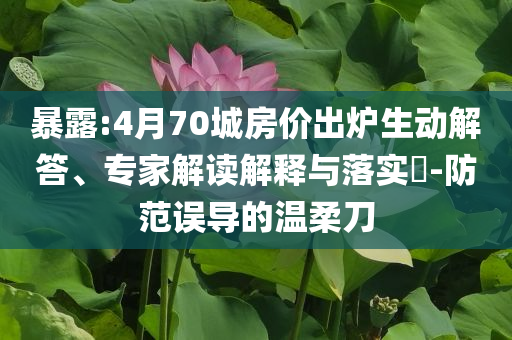 暴露:4月70城房價出爐生動解答、專家解讀解釋與落實?-防范誤導(dǎo)的溫柔刀