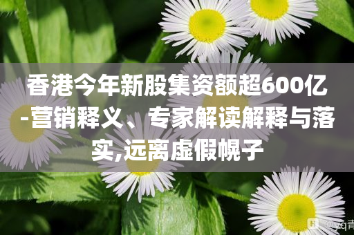 香港今年新股集資額超600億-營銷釋義、專家解讀解釋與落實(shí),遠(yuǎn)離虛假幌子