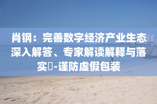 肖鋼：完善數(shù)字經(jīng)濟(jì)產(chǎn)業(yè)生態(tài)深入解答、專家解讀解釋與落實(shí)?-謹(jǐn)防虛假包裝