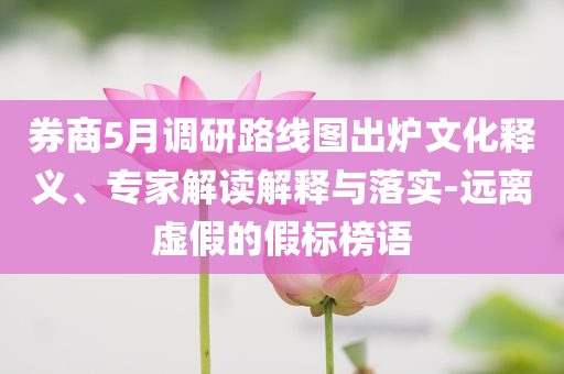 券商5月調(diào)研路線圖出爐文化釋義、專家解讀解釋與落實-遠(yuǎn)離虛假的假標(biāo)榜語