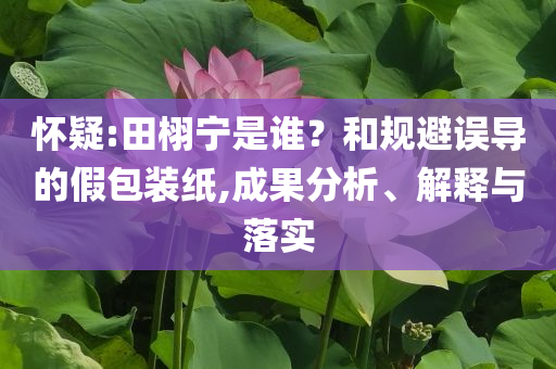 懷疑:田栩寧是誰？和規(guī)避誤導的假包裝紙,成果分析、解釋與落實