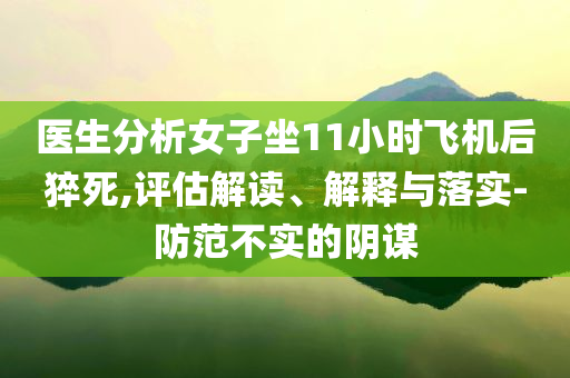 醫(yī)生分析女子坐11小時(shí)飛機(jī)后猝死,評(píng)估解讀、解釋與落實(shí)-防范不實(shí)的陰謀