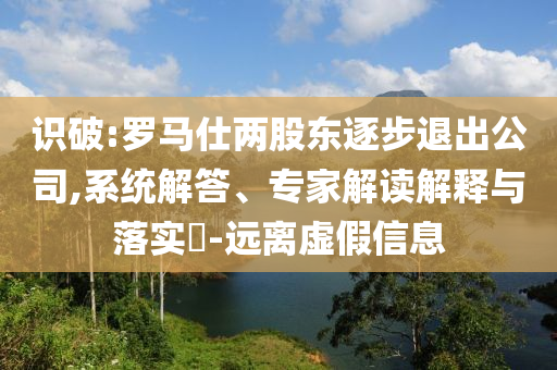 識(shí)破:羅馬仕兩股東逐步退出公司,系統(tǒng)解答、專(zhuān)家解讀解釋與落實(shí)?-遠(yuǎn)離虛假信息