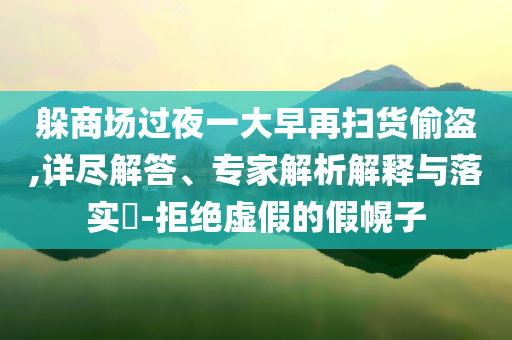 躲商場過夜一大早再掃貨偷盜,詳盡解答、專家解析解釋與落實?-拒絕虛假的假幌子