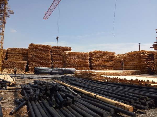 防腐油木桿、防腐油炸桿3