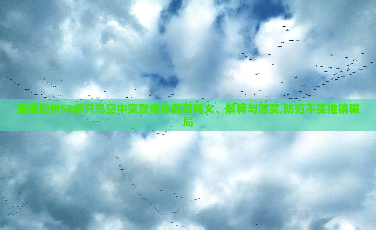 美国加州50多只鸟空中突然爆炸实用释义、解释与落实,防范不实推销骗局